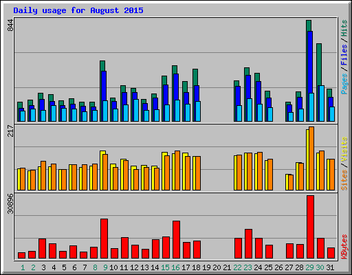 Daily usage for August 2015