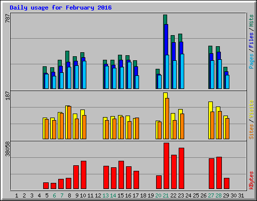 Daily usage for February 2016