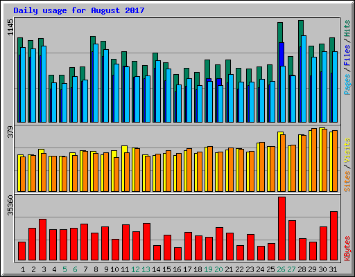 Daily usage for August 2017