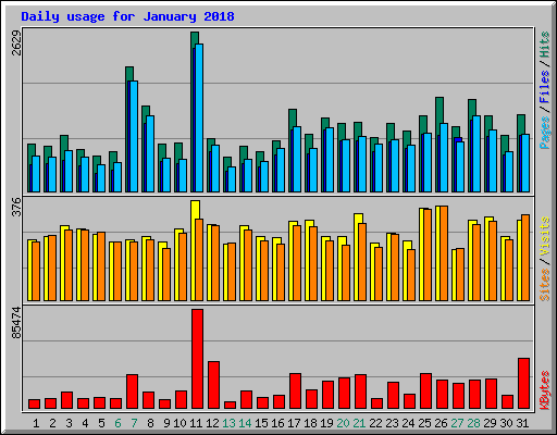 Daily usage for January 2018