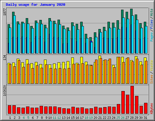 Daily usage for January 2020