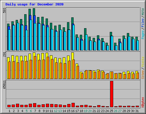 Daily usage for December 2020