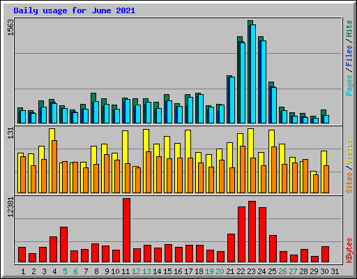 Daily usage for June 2021