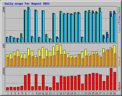 Daily usage for August 2021