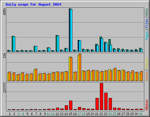 Daily usage for August 2024