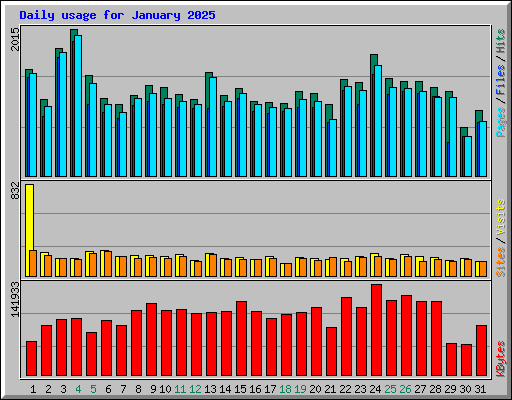 Daily usage for January 2025