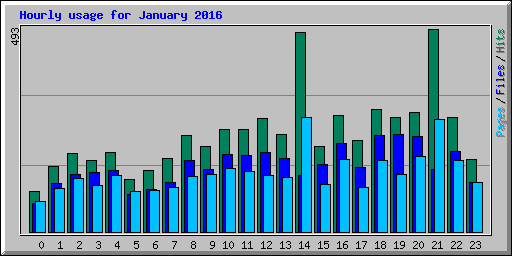 Hourly usage for January 2016