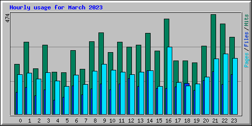 Hourly usage for March 2023