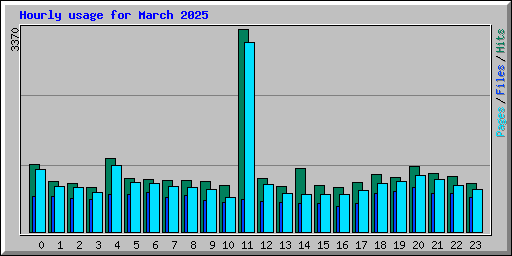 Hourly usage for March 2025